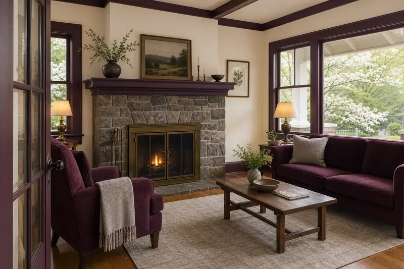 A hearth room with a factory-built wood-burning fireplace with a stone facing, a clear hearth and soft window light; illustrative image